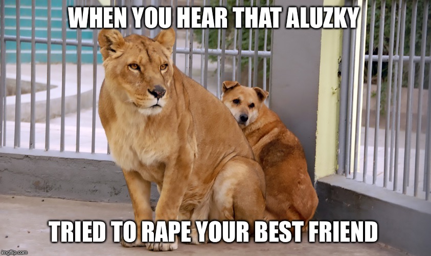 WHEN YOU HEAR THAT ALUZKY; TRIED TO RAPE YOUR BEST FRIEND | image tagged in aluzky | made w/ Imgflip meme maker