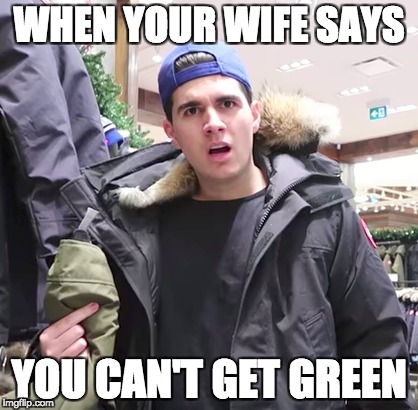 WHEN YOUR WIFE SAYS; YOU CAN'T GET GREEN | image tagged in memes,green,wifes | made w/ Imgflip meme maker