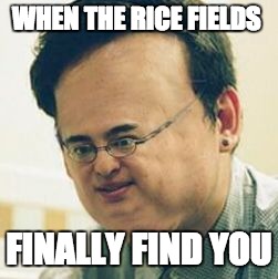 Filthy Frank Stressed | WHEN THE RICE FIELDS; FINALLY FIND YOU | image tagged in filthy frank stressed | made w/ Imgflip meme maker