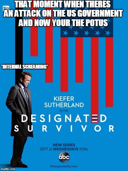 that moment
 | THAT MOMENT WHEN THERES AN ATTACK ON THE US GOVERNMENT AND NOW YOUR THE POTUS; *INTERNAL SCREAMING* | image tagged in designated survivor | made w/ Imgflip meme maker