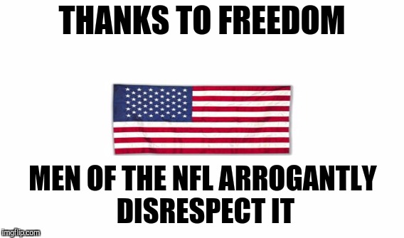 The NFL & OUR BLESSED NATION | THANKS TO FREEDOM; MEN OF THE NFL ARROGANTLY DISRESPECT IT | image tagged in american flag,funny,memes,gifs,nfl,nfl football | made w/ Imgflip meme maker