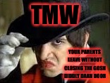 TMW; YOUR PARENTS LEAVE WITHOUT CLOSING THE GOSH DIDDLY DARN DOOR | image tagged in panic at the disco | made w/ Imgflip meme maker