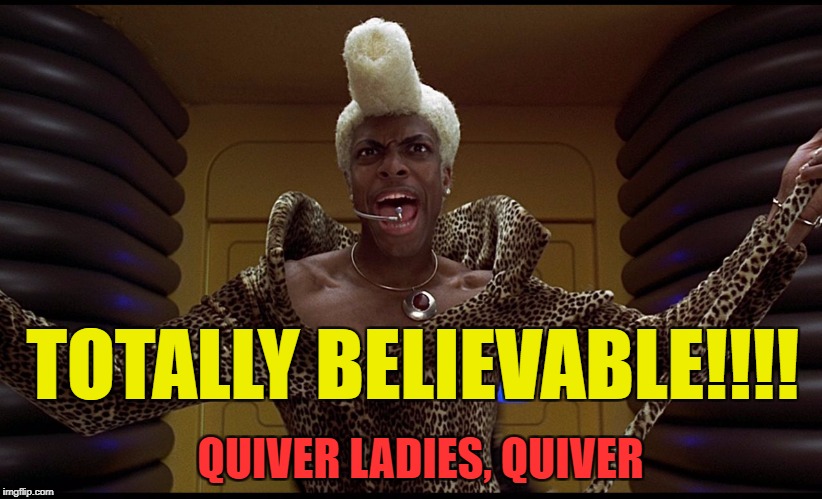 Ruby | TOTALLY BELIEVABLE!!!! QUIVER LADIES, QUIVER | image tagged in ruby | made w/ Imgflip meme maker