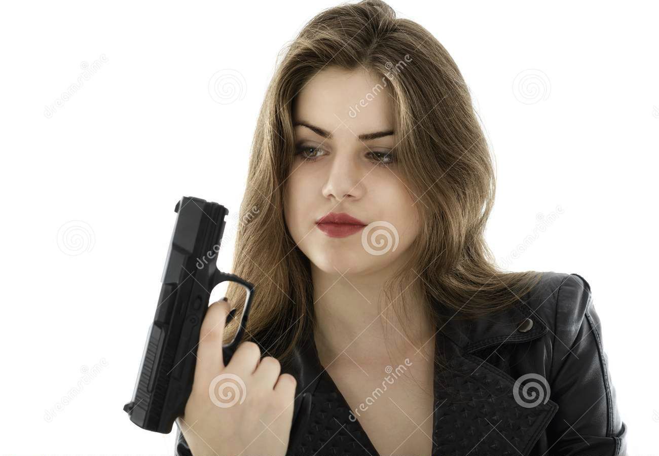 Woman with gun Blank Meme Template