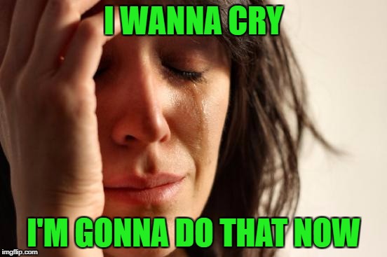 First World Problems Meme | I WANNA CRY I'M GONNA DO THAT NOW | image tagged in memes,first world problems | made w/ Imgflip meme maker