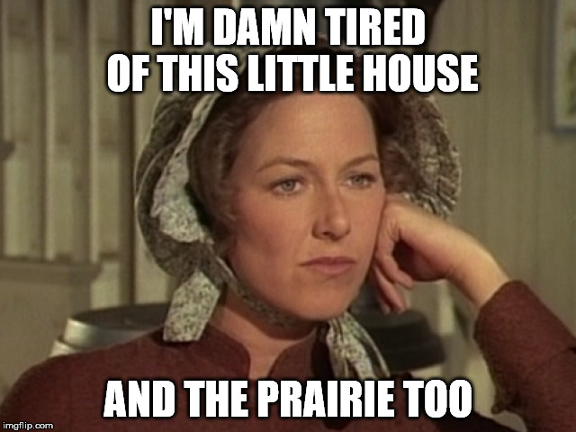 Little House On The Prairie | I'M DAMN TIRED OF THIS LITTLE HOUSE; AND THE PRAIRIE TOO | image tagged in frustration,mad,so tired | made w/ Imgflip meme maker