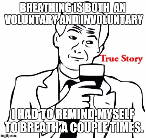 Breath bih! | BREATHING IS BOTH  AN VOLUNTARY AND INVOLUNTARY; I HAD TO REMIND MYSELF TO BREATH A COUPLE TIMES. | image tagged in memes,true story,every breath you take | made w/ Imgflip meme maker