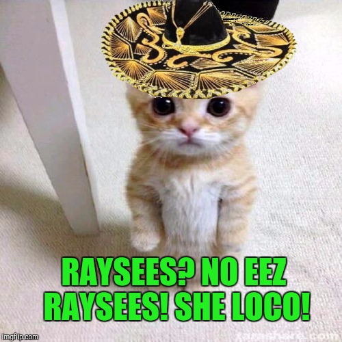 RAYSEES? NO EEZ RAYSEES! SHE LOCO! | made w/ Imgflip meme maker