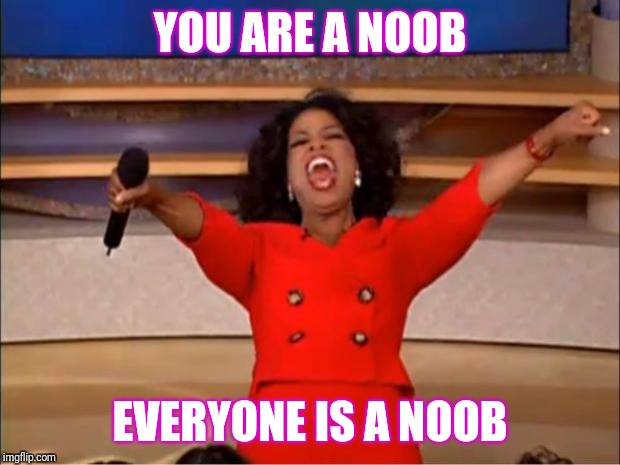 Oprah You Get A Meme | YOU ARE A NOOB; EVERYONE IS A NOOB | image tagged in memes,oprah you get a | made w/ Imgflip meme maker