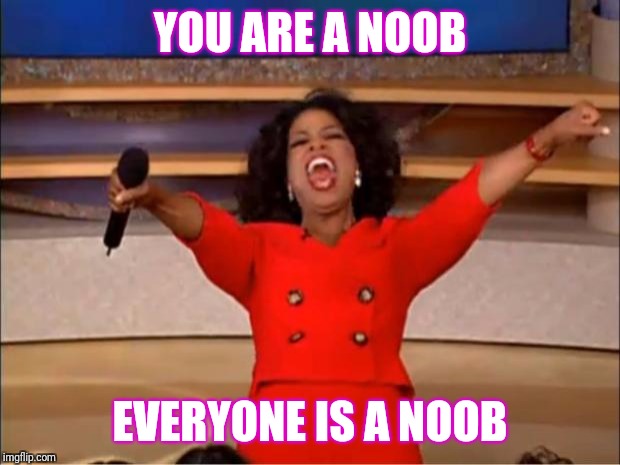 Oprah You Get A | YOU ARE A NOOB; EVERYONE IS A NOOB | image tagged in memes,oprah you get a | made w/ Imgflip meme maker