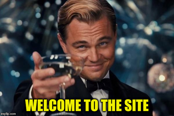 Leonardo Dicaprio Cheers Meme | WELCOME TO THE SITE | image tagged in memes,leonardo dicaprio cheers | made w/ Imgflip meme maker