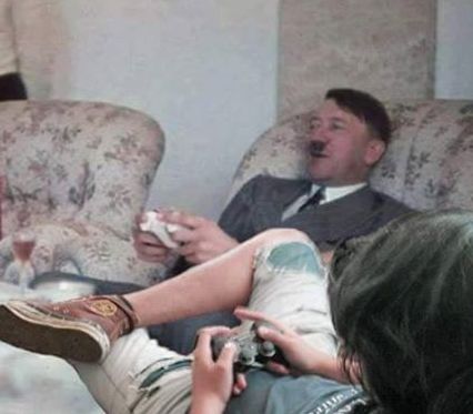 Hitler playing games Blank Meme Template