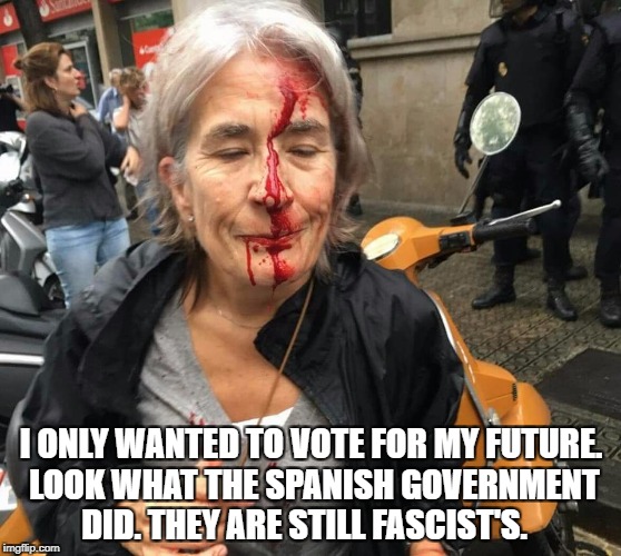 I ONLY WANTED TO VOTE FOR MY FUTURE. LOOK WHAT THE SPANISH GOVERNMENT DID. THEY ARE STILL FASCIST'S. | image tagged in spain | made w/ Imgflip meme maker