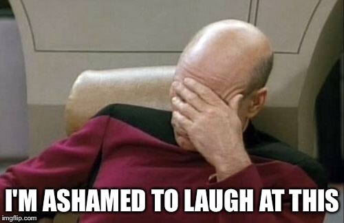 Captain Picard Facepalm Meme | I'M ASHAMED TO LAUGH AT THIS | image tagged in memes,captain picard facepalm | made w/ Imgflip meme maker
