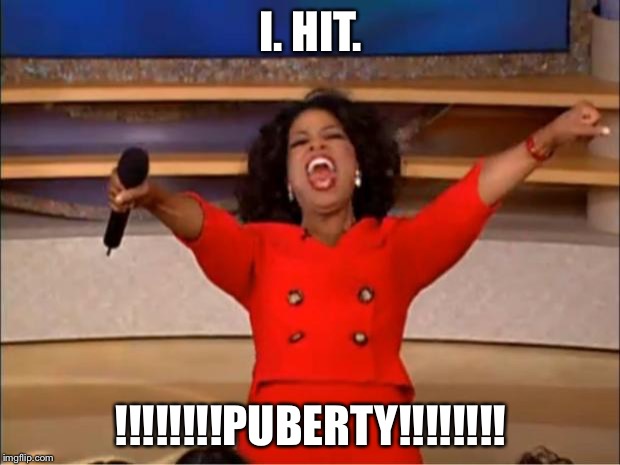 Oprah You Get A Meme | I. HIT. !!!!!!!!PUBERTY!!!!!!!! | image tagged in memes,oprah you get a | made w/ Imgflip meme maker