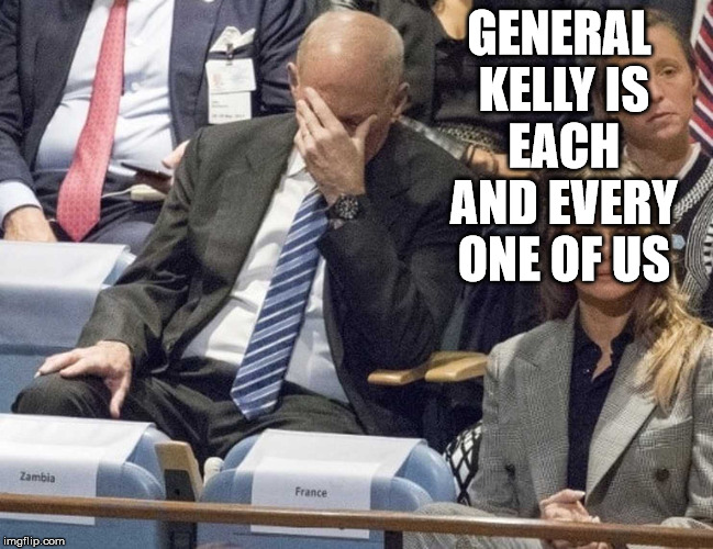 General Kelly Facepalm | GENERAL KELLY
IS EACH AND EVERY ONE
OF US | image tagged in general kelly facepalm | made w/ Imgflip meme maker