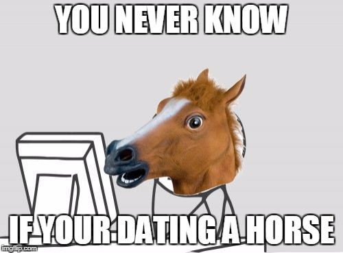 Computer Horse Meme |  YOU NEVER KNOW; IF YOUR DATING A HORSE | image tagged in memes,computer horse | made w/ Imgflip meme maker