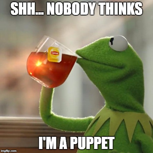 But That's None Of My Business | SHH... NOBODY THINKS; I'M A PUPPET | image tagged in memes,but thats none of my business,kermit the frog | made w/ Imgflip meme maker