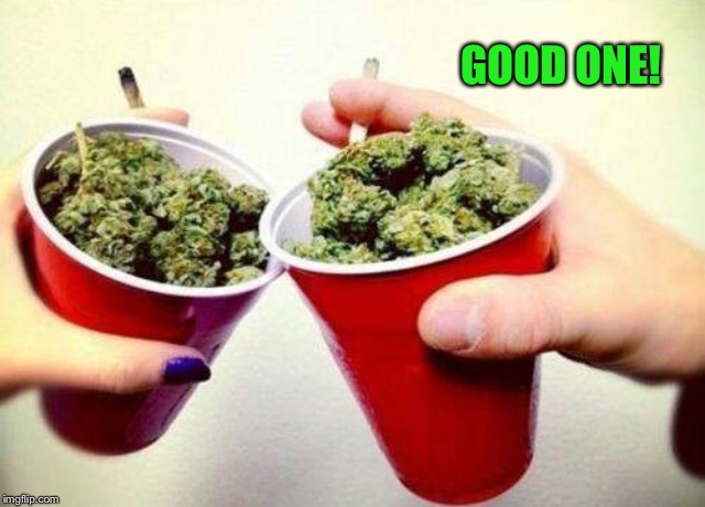 Stoner cheers  | GOOD ONE! | image tagged in stoner cheers | made w/ Imgflip meme maker