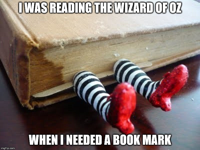 worked like a charm until i removed those shoes | I WAS READING THE WIZARD OF OZ; WHEN I NEEDED A BOOK MARK | image tagged in wizard of oz,wicked witch,ruby slippers,book marker | made w/ Imgflip meme maker