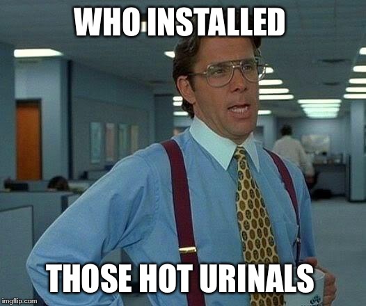 That Would Be Great Meme | WHO INSTALLED THOSE HOT URINALS | image tagged in memes,that would be great | made w/ Imgflip meme maker