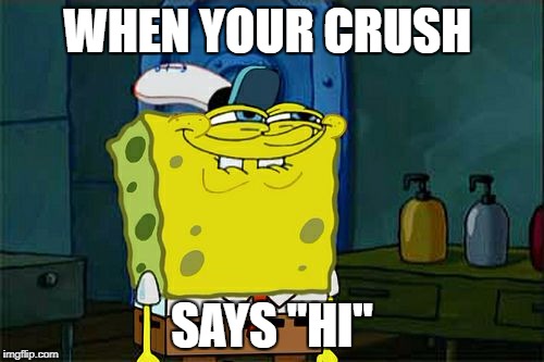Don't You Squidward Meme | WHEN YOUR CRUSH; SAYS "HI" | image tagged in memes,dont you squidward | made w/ Imgflip meme maker