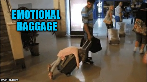 Emotional baggage level - Parent on a Plane | EMOTIONAL BAGGAGE | image tagged in memes,parenting,kids,traveling,flying,emotional | made w/ Imgflip meme maker