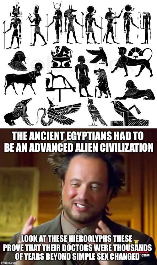 THE ANCIENT EGYPTIANS HAD TO BE AN ADVANCED ALIEN CIVILIZATION LOOK AT THESE HIEROGLYPHS THESE PROVE THAT THEIR DOCTORS WERE THOUSANDS OF YE | made w/ Imgflip meme maker