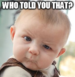 Skeptical Baby Meme | WHO TOLD YOU THAT? | image tagged in memes,skeptical baby | made w/ Imgflip meme maker