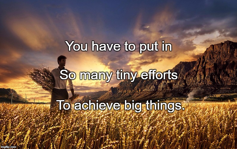 Harvest Worker | You have to put in; So many tiny efforts; To achieve big things. | image tagged in harvest worker | made w/ Imgflip meme maker