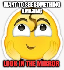 She's amazing  | WANT TO SEE SOMETHING AMAZING; LOOK IN THE MIRROR | image tagged in amazing | made w/ Imgflip meme maker