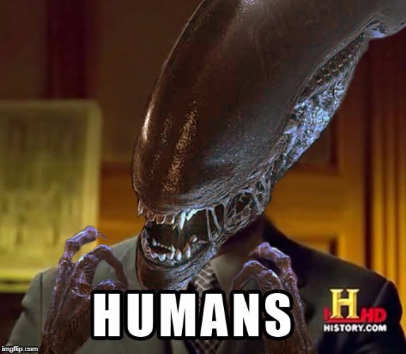And you thought aliens were mean. | . | image tagged in aliens meme,humans,life is about suffering,find meaning to survive,the end | made w/ Imgflip meme maker