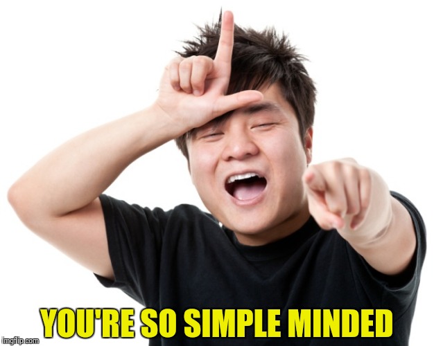 You're a loser | YOU'RE SO SIMPLE MINDED | image tagged in you're a loser | made w/ Imgflip meme maker