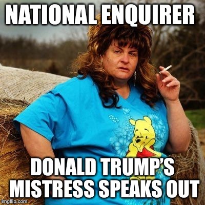 NATIONAL ENQUIRER; DONALD TRUMP’S MISTRESS SPEAKS OUT | image tagged in ljherr | made w/ Imgflip meme maker