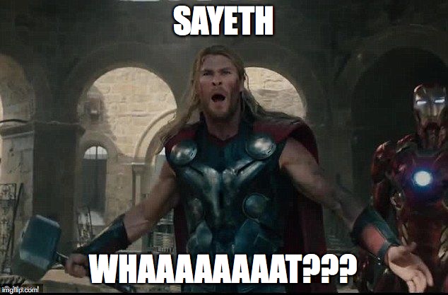 Challenging Thor | SAYETH; WHAAAAAAAAT??? | image tagged in challenging thor | made w/ Imgflip meme maker
