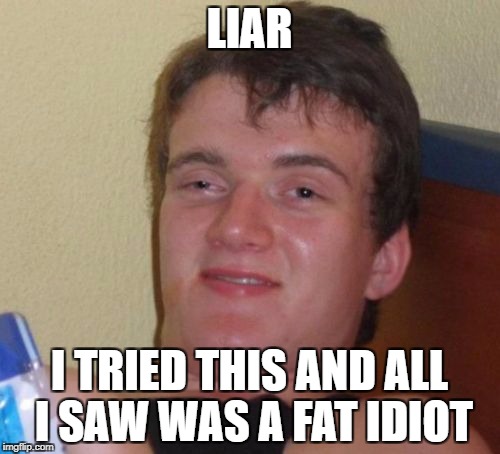 10 Guy Meme | LIAR I TRIED THIS AND ALL I SAW WAS A FAT IDIOT | image tagged in memes,10 guy | made w/ Imgflip meme maker