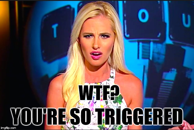 i'm confused about your triggering  | WTF? YOU'RE SO TRIGGERED | image tagged in confused,triggered,tomi lahren | made w/ Imgflip meme maker