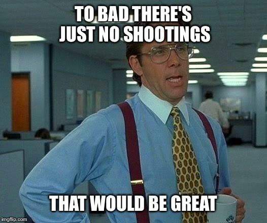 That Would Be Great Meme | TO BAD THERE'S JUST NO SHOOTINGS; THAT WOULD BE GREAT | image tagged in memes,that would be great | made w/ Imgflip meme maker