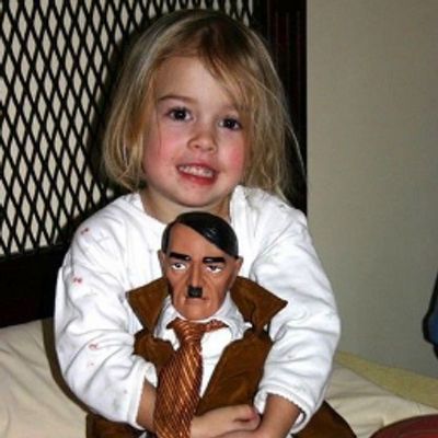 High Quality little girl with hitler doll Blank Meme Template