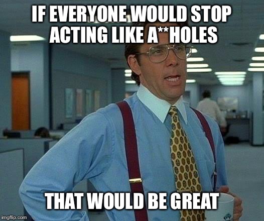 That Would Be Great Meme | IF EVERYONE WOULD STOP ACTING LIKE A**HOLES THAT WOULD BE GREAT | image tagged in memes,that would be great | made w/ Imgflip meme maker