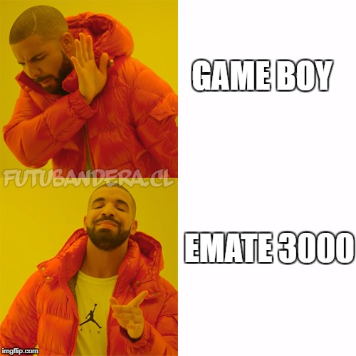 Drake Hotline Bling | GAME BOY; EMATE 3000 | image tagged in drake,memes,funny,game boy,mac | made w/ Imgflip meme maker