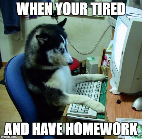 I Have No Idea What I Am Doing | WHEN YOUR TIRED; AND HAVE HOMEWORK | image tagged in memes,i have no idea what i am doing | made w/ Imgflip meme maker