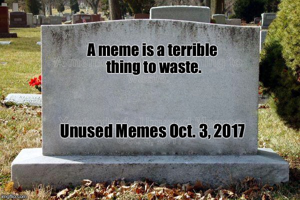 A meme is a terrible thing to waste. Unused Memes
Oct. 3, 2017 | made w/ Imgflip meme maker