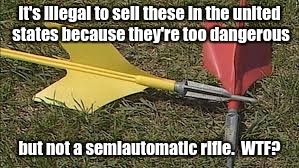 wtf? | it's illegal to sell these in the united states because they're too dangerous; but not a semiautomatic rifle.  WTF? | image tagged in memes | made w/ Imgflip meme maker