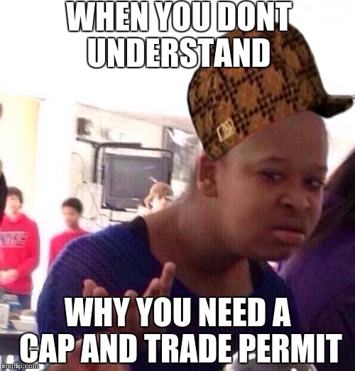 Black Girl Wat Meme | WHEN YOU DONT UNDERSTAND; WHY YOU NEED A CAP AND TRADE PERMIT | image tagged in memes,black girl wat,scumbag | made w/ Imgflip meme maker