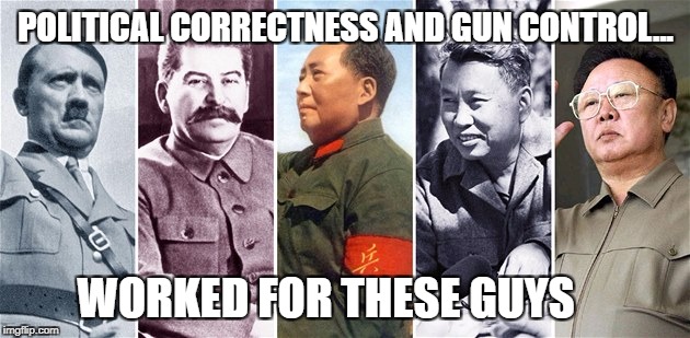 POLITICAL CORRECTNESS AND GUN CONTROL... WORKED FOR THESE GUYS | image tagged in liberals,liberal logic,stupid liberals | made w/ Imgflip meme maker