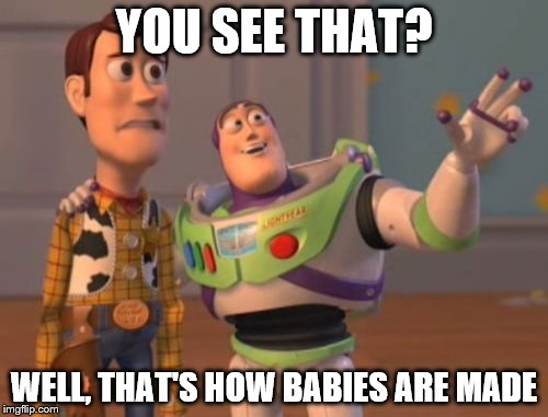 X, X Everywhere | YOU SEE THAT? WELL, THAT'S HOW BABIES ARE MADE | image tagged in memes,x x everywhere | made w/ Imgflip meme maker