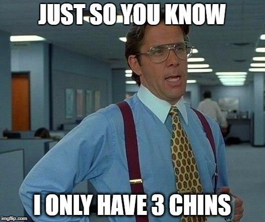 That Would Be Great Meme | JUST SO YOU KNOW; I ONLY HAVE 3 CHINS | image tagged in memes,that would be great | made w/ Imgflip meme maker