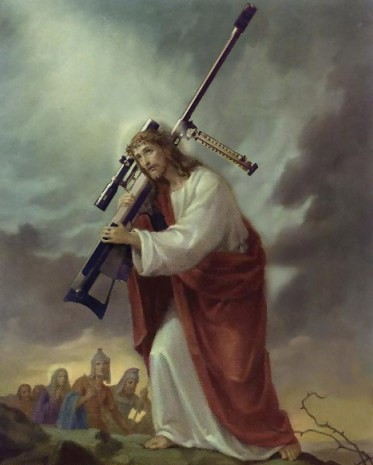 Jesus Big Gun Blank Meme Template