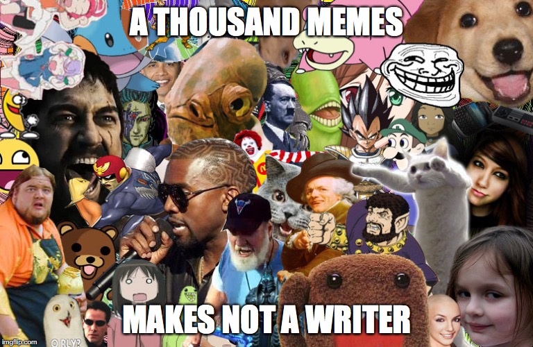 Meme Writer | A THOUSAND MEMES; MAKES NOT A WRITER | image tagged in writer,meme | made w/ Imgflip meme maker